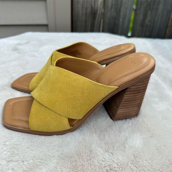 Marc Fisher Women's Barli Yellow Block Heel Sandals Size 10 - Picture 3 of 7
